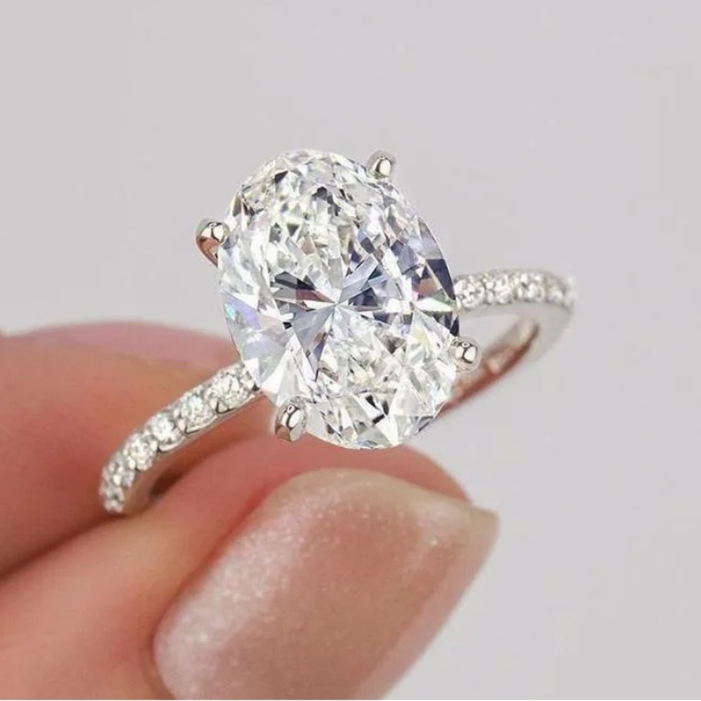 Neiman Marcus White Gold Vermeil & White Topaz Oval-Cut Ring